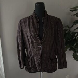 BOSS HUGO BOSS BROWN PLAID BUTTON UP JACKET